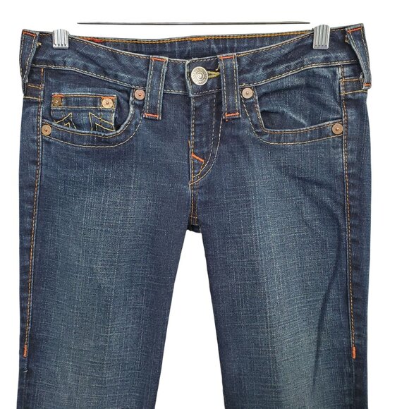True Religion Women 28 Jeans Dark Low Rise Skinny Stretch Denim Classic Logo - Picture 5 of 13